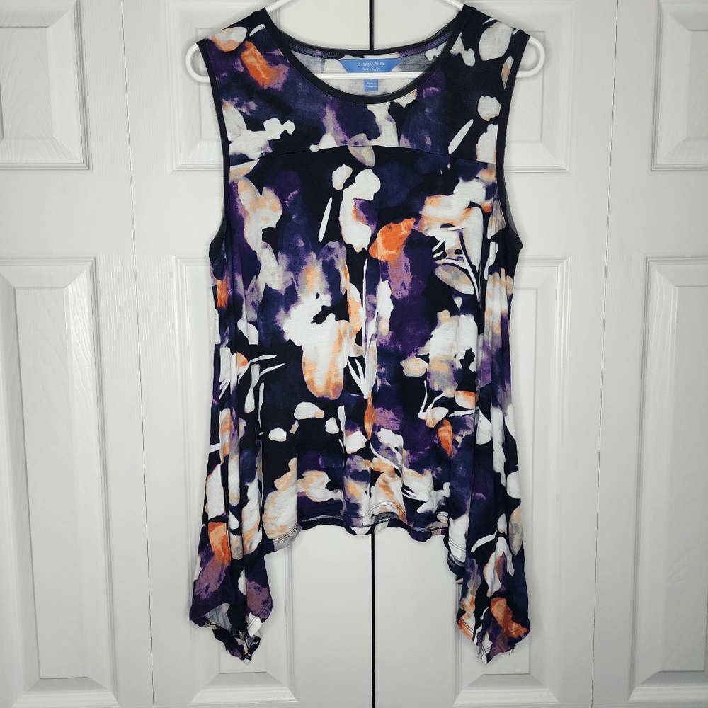 Vera Wang Abstract Floral Tank Top Sz L - Picture 4 of 11